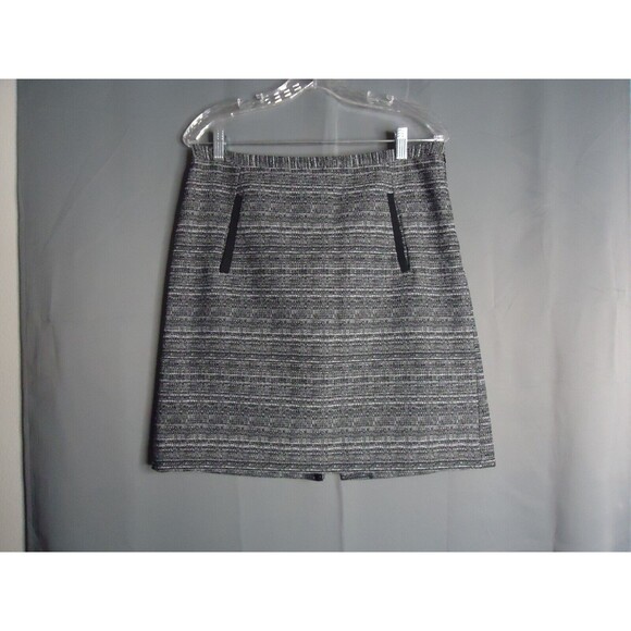 Ann Taylor Loft Outlet Pencil Skirt Black/White Print Zip W/Pockets Lined Size 8 - Picture 2 of 9